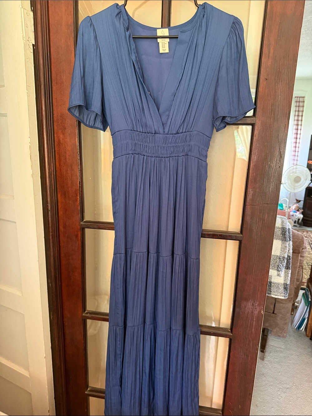 Joie Blue V-Neck Tiered Maxi Dress